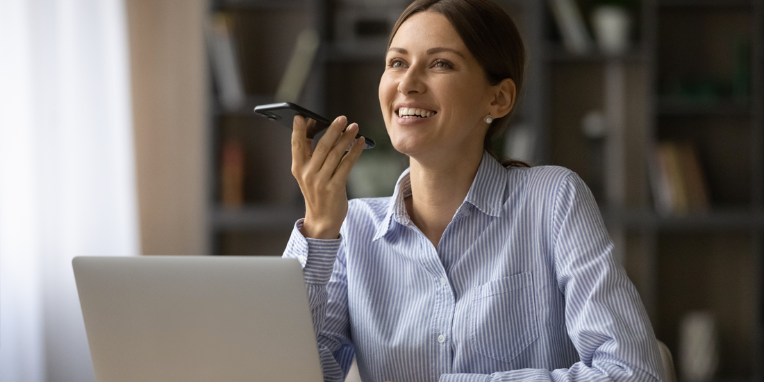 Young professional using Speech Recognition and Dictation for professional transcription and documentation